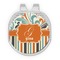 Orange Blue Swirls & Stripes Golf Ball Marker - Hat Clip - Silver