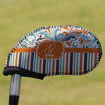 Orange Blue Swirls & Stripes Golf Club Iron Cover (Personalized)