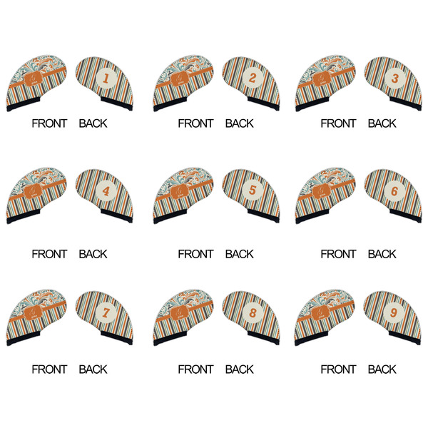 Orange Blue Swirls & Stripes Golf Club Covers - APPROVAL (set of 9)
