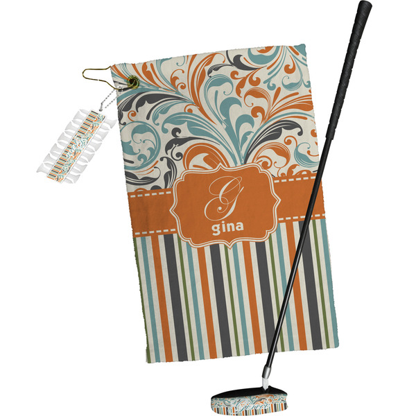 Orange Blue Swirls & Stripes Golf Gift Kit (Full Print)