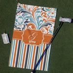 Orange Blue Swirls & Stripes Golf Towel Gift Set (Personalized)