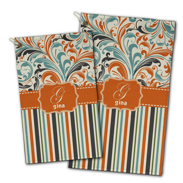 Orange Blue Swirls & Stripes Golf Towel - PARENT (small and large)
