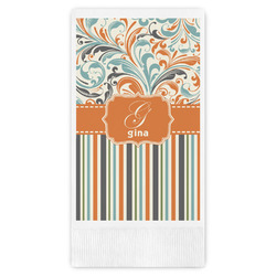 Orange Blue Swirls & Stripes Guest Towels - Full Color (Personalized)