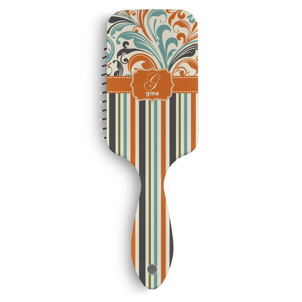 Custom Orange Blue Swirls & Stripes Hair Brushes (Personalized)