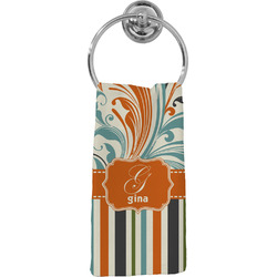 Orange Blue Swirls & Stripes Hand Towel - Full Print (Personalized)