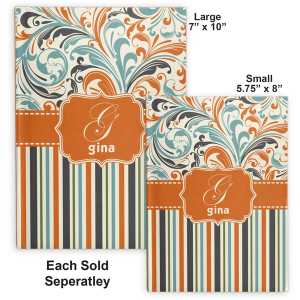 Orange Blue Swirls & Stripes Hard Cover Journal - Compare