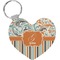 Orange Blue Swirls & Stripes Heart Keychain (Personalized)