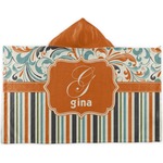 Orange Blue Swirls & Stripes Kids Hooded Towel (Personalized)