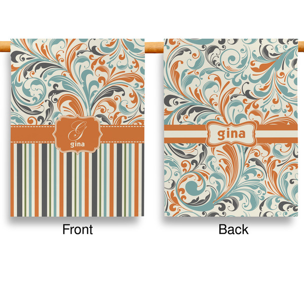 Orange Blue Swirls & Stripes House Flags - Double Sided - APPROVAL