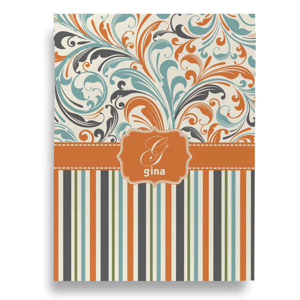 Orange Blue Swirls & Stripes House Flags - Double Sided - FRONT