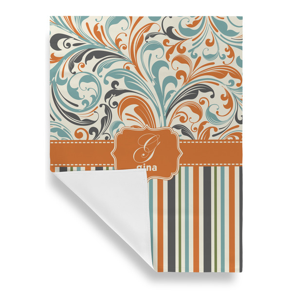 Orange Blue Swirls & Stripes House Flags - Single Sided - FRONT FOLDED