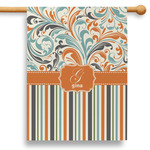 Orange Blue Swirls & Stripes 28" House Flag (Personalized)