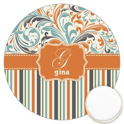 Orange Blue Swirls & Stripes Printed Cookie Topper - 3.25" (Personalized)