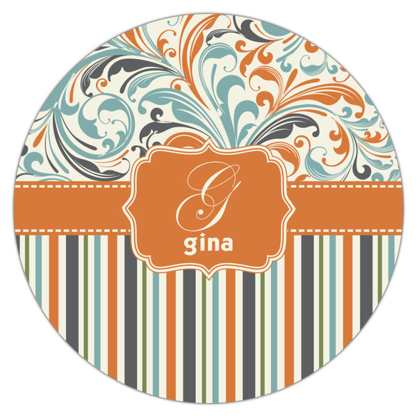 Orange Blue Swirls & Stripes Icing Circle - Large - Single