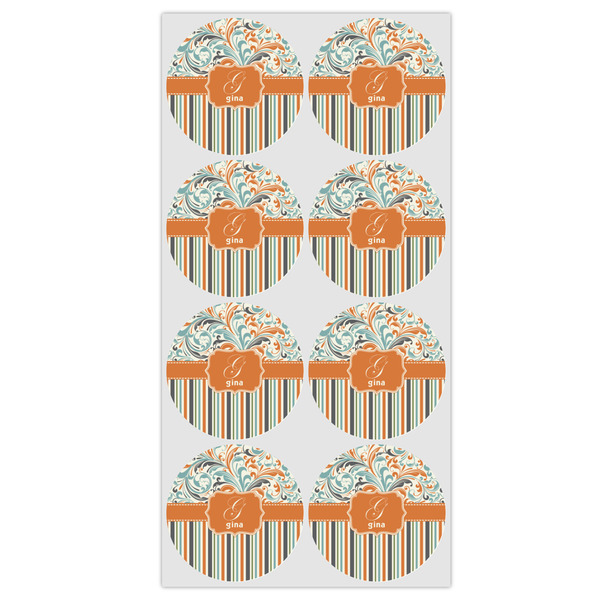Orange Blue Swirls & Stripes Icing Circle - Medium - Set of 8