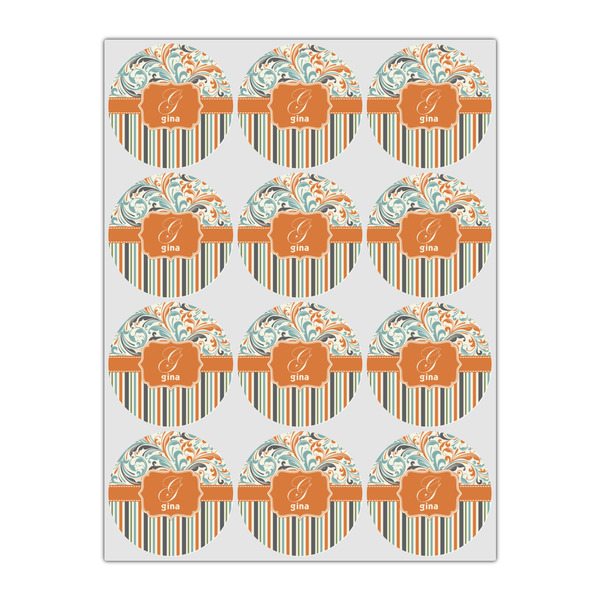 Orange Blue Swirls & Stripes Icing Circle - Small - Set of 12