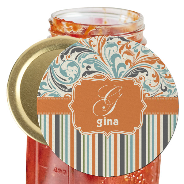 Custom Orange Blue Swirls & Stripes Jar Opener (Personalized)