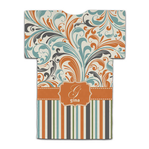 Orange Blue Swirls & Stripes Jersey Bottle Cooler - BACK (flat)