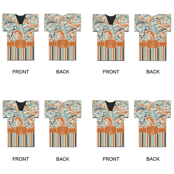 Orange Blue Swirls & Stripes Jersey Bottle Cooler - Set of 4 - APPROVAL