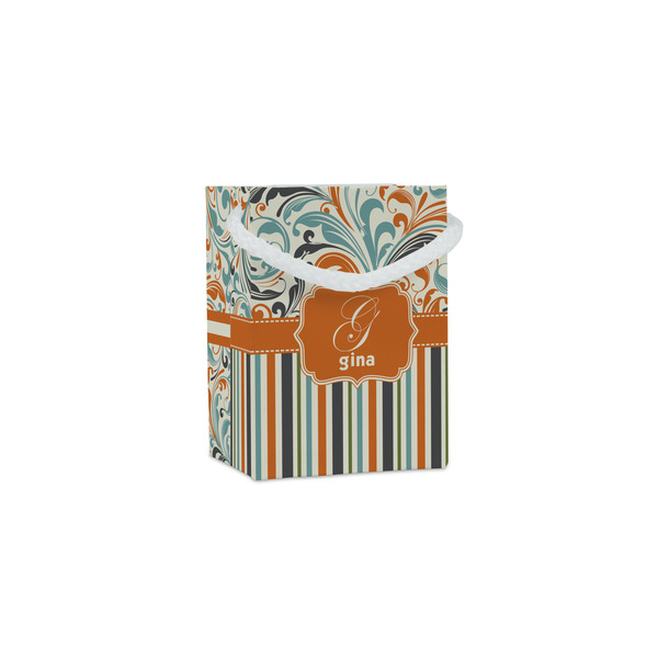 Custom Orange Blue Swirls & Stripes Jewelry Gift Bags (Personalized)