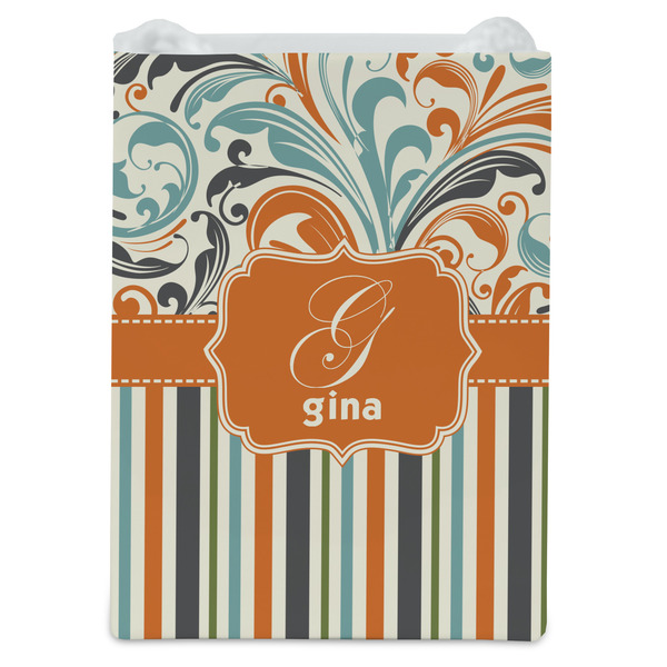 Orange Blue Swirls & Stripes Jewelry Gift Bag - Matte - Front