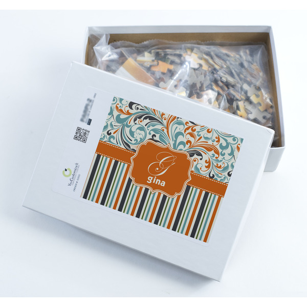 Orange Blue Swirls & Stripes Jigsaw Puzzle 252 Piece - Box