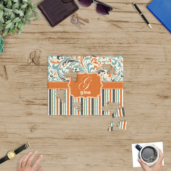 Orange Blue Swirls & Stripes Jigsaw Puzzle 252 Piece - In Context