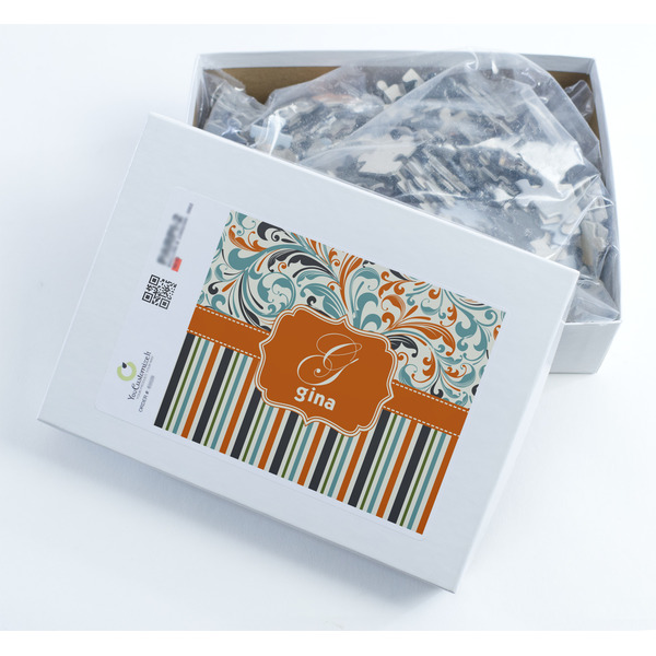 Orange Blue Swirls & Stripes Jigsaw Puzzle 500 Piece - Box