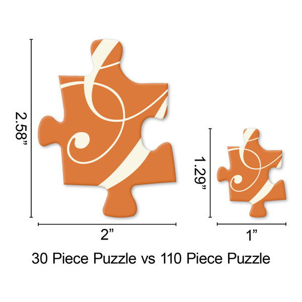 Orange Blue Swirls & Stripes Jigsaw Puzzle - Piece Comparison