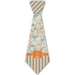 Orange Blue Swirls & Stripes Iron On Tie - 4 Sizes w/ Name and Initial