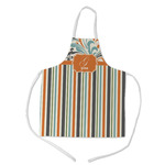 Orange Blue Swirls & Stripes Kid's Apron w/ Name and Initial