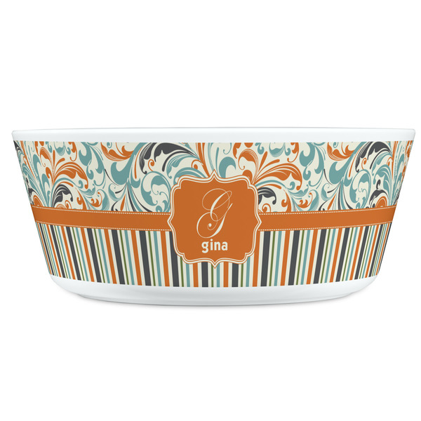 Orange Blue Swirls & Stripes Kids Bowls - FRONT