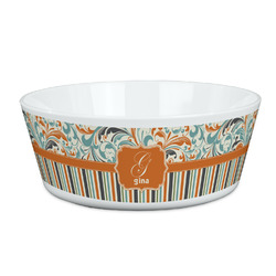 Orange Blue Swirls & Stripes Kid's Bowl (Personalized)