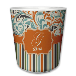 Orange Blue Swirls & Stripes Plastic Tumbler 6oz (Personalized)