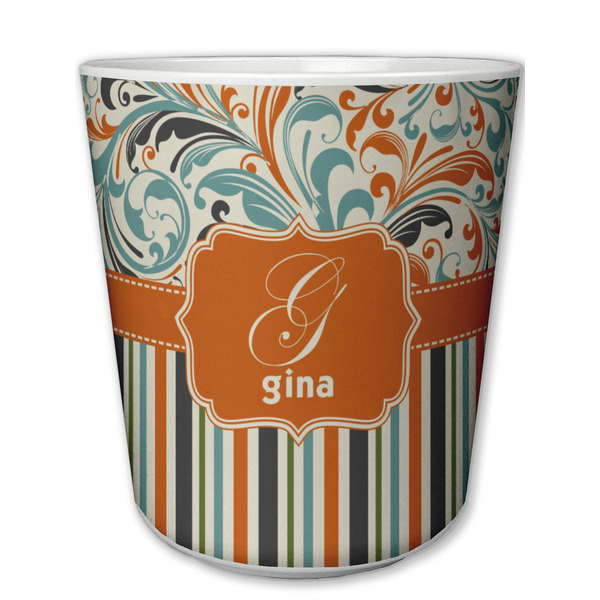 Custom Orange Blue Swirls & Stripes Plastic Tumbler 6oz (Personalized)
