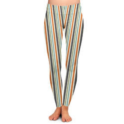 Orange Blue Swirls & Stripes Ladies Leggings - Medium