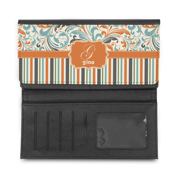 Orange Blue Swirls & Stripes Ladies Wallet - Half Way Open