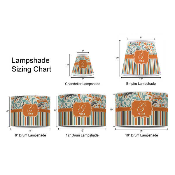 Orange Blue Swirls & Stripes Lampshade Sizing Chart