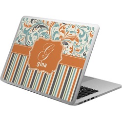 Orange Blue Swirls & Stripes Laptop Skin - Custom Sized (Personalized)