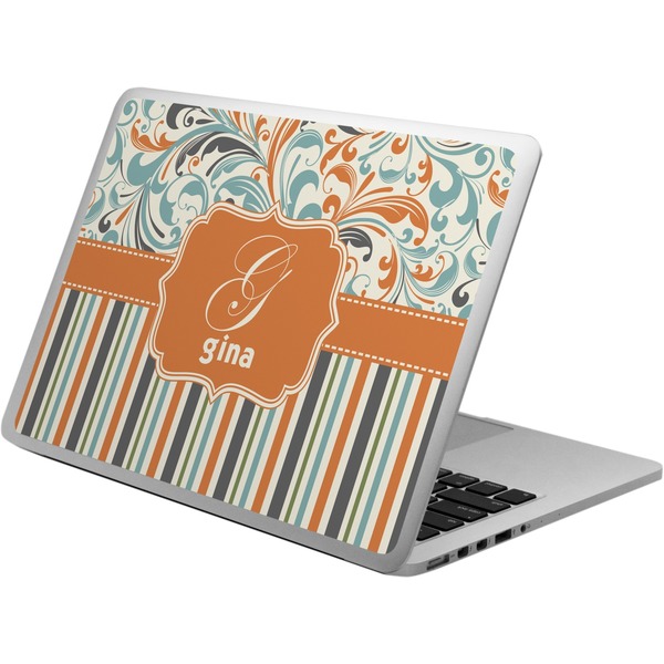 Custom Orange Blue Swirls & Stripes Laptop Skin - Custom Sized (Personalized)