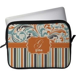 Orange Blue Swirls & Stripes Laptop Sleeve / Case (Personalized)