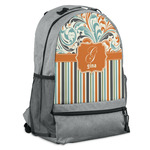 Orange Blue Swirls & Stripes Backpack (Personalized)