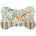 Orange Blue Swirls & Stripes Bone Shaped Dog Food Mat (Personalized)