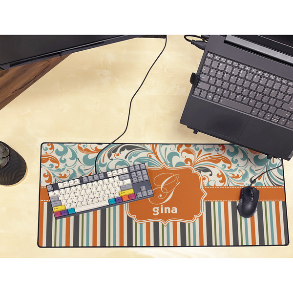 Orange Blue Swirls & Stripes Large Gaming Mats - LIFESTYLE