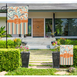 Orange Blue Swirls & Stripes Large Garden Flag - Double Sided (Personalized)