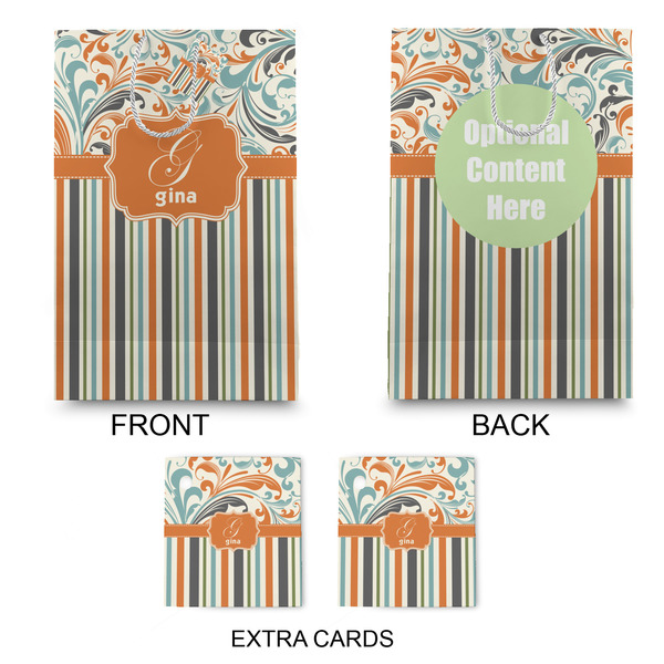 Orange Blue Swirls & Stripes Large Gift Bag - Approval