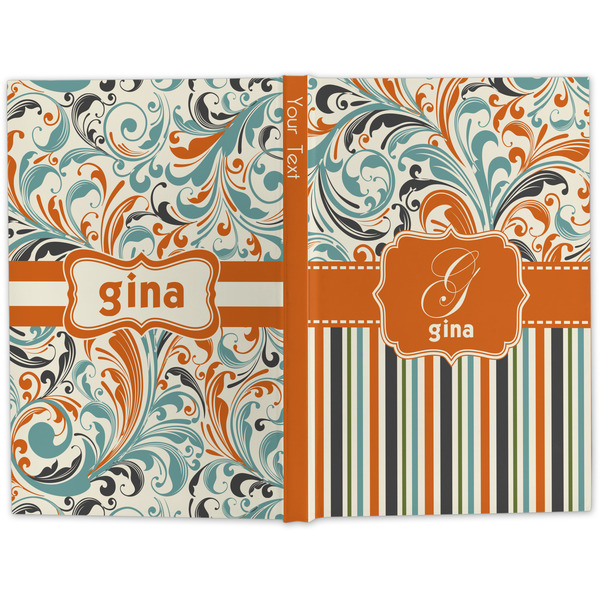 Orange Blue Swirls & Stripes Large Hard Cover Journal - Apvl