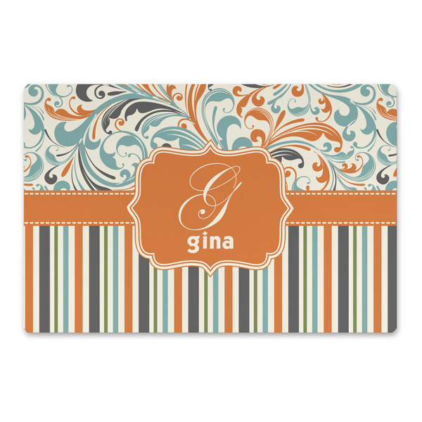 Custom Orange Blue Swirls & Stripes Large Rectangle Car Magnet (Personalized)