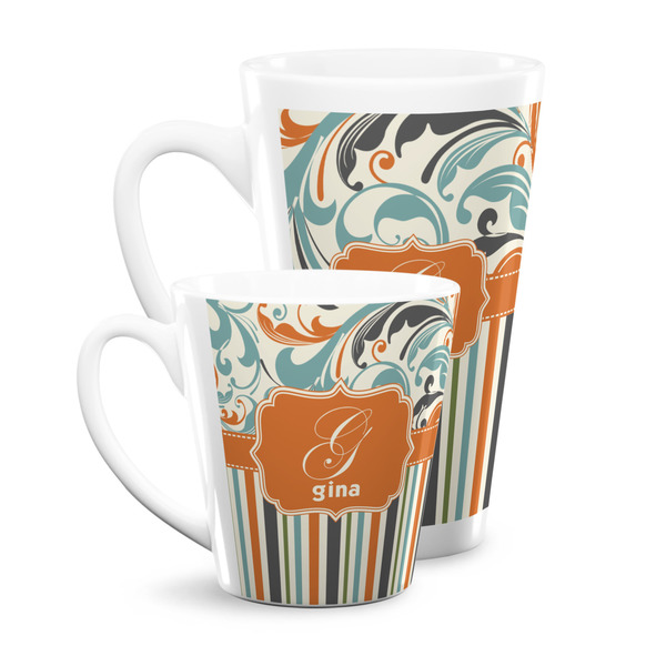 Orange Blue Swirls & Stripes Latte Mugs Main