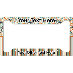 Orange Blue Swirls & Stripes License Plate Frame (Personalized)